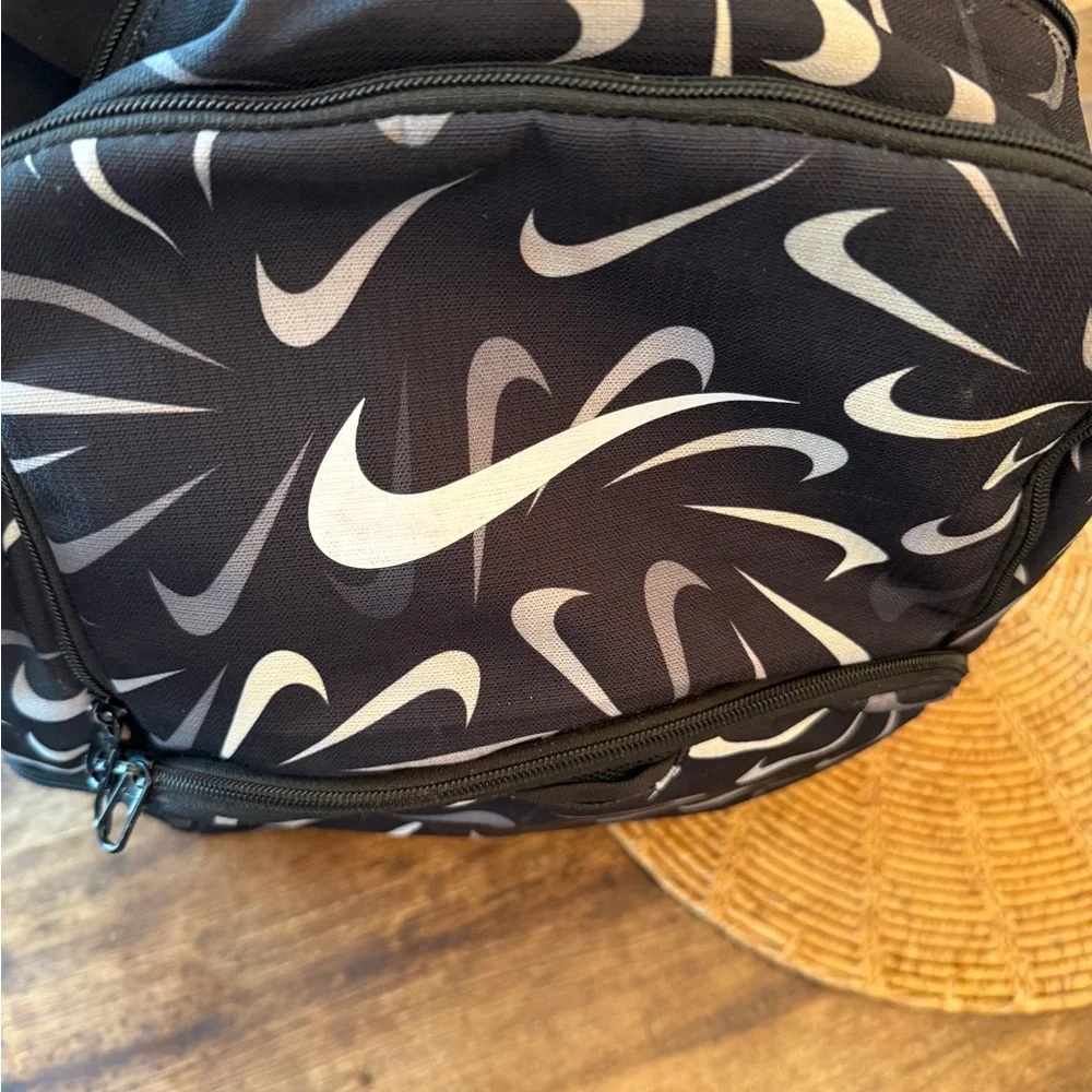 Nike Black and Gray Swoosh Logo Pattern Backpack